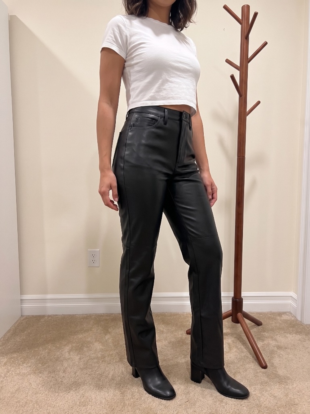 AFRM High Rise Faux Leather Straight Leg Pants Size 27